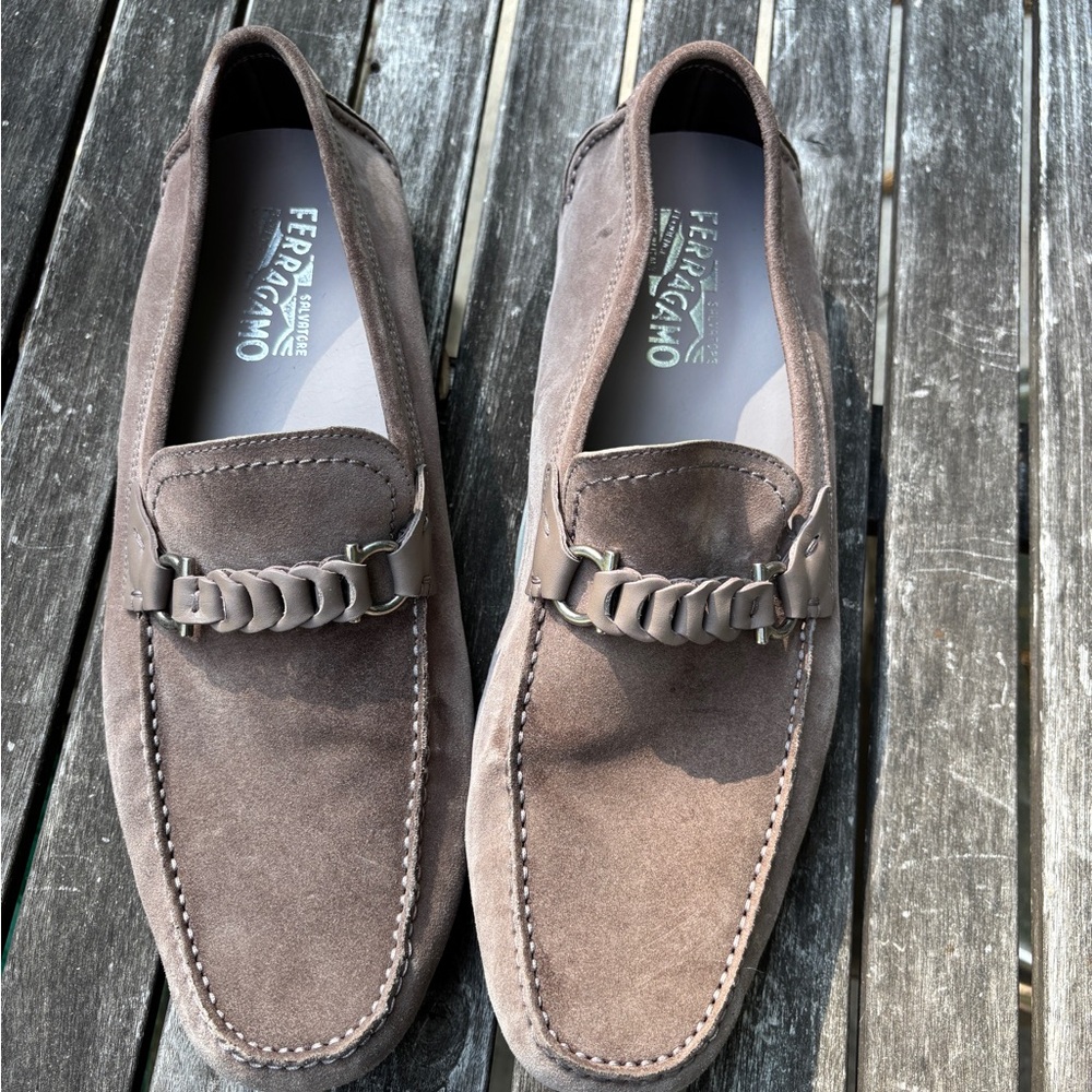 Salvatore Ferragamo Men's Suede Driving Loafers 13
